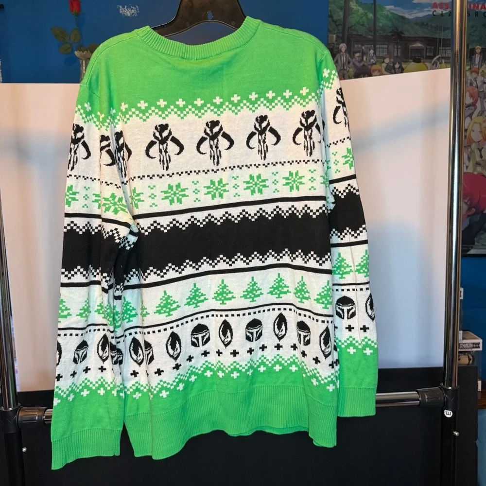 Star Wars Sweater The Mandalorian Baby Yoda with a Santa Hat Size:XL - Picture 7 of 7